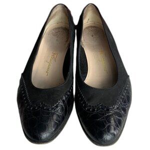 Salvatore Ferragamo‎ Boutique Pumps Womens 6B Black Nabuck Calf Leather Heels